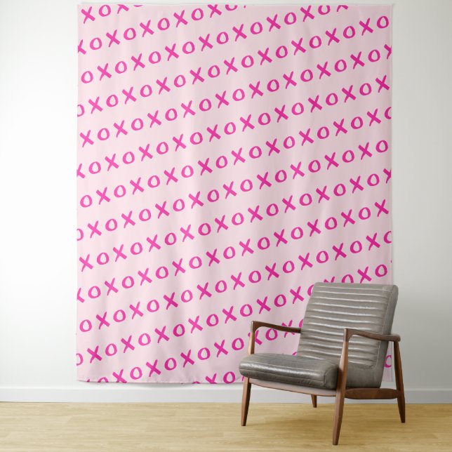 Xoxo pink auf rosa Pinselstrich Foto Station Wandteppich (Beispiel)