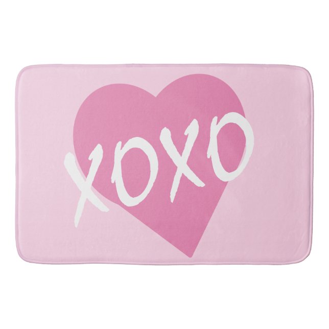 XOXO Pink Herz Hugs Kisses Pink Badematte (Vorderseite)