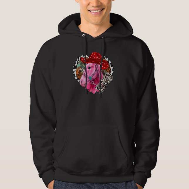 Xoxo Pink Horse Horst Leopard Western Valent Hoodie (Vorderseite)
