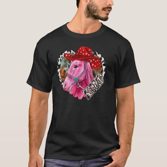 Xoxo Pink Horse Horst Leopard Western Valent T-Shirt (Vorderseite)