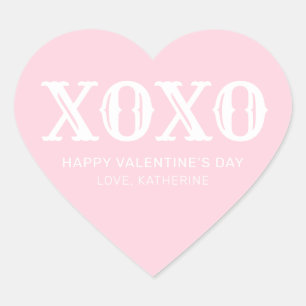 XOXO - Pink-weiße Typografie niedlicher Valentinst Herz-Aufkleber