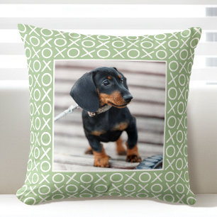 XOXO Pinselstrich Individuelles Hunde-Foto Grün Mo Kissen