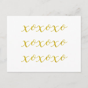 XOXO Quote Imitate Glitzer Bling Metallic Sequins Postkarte