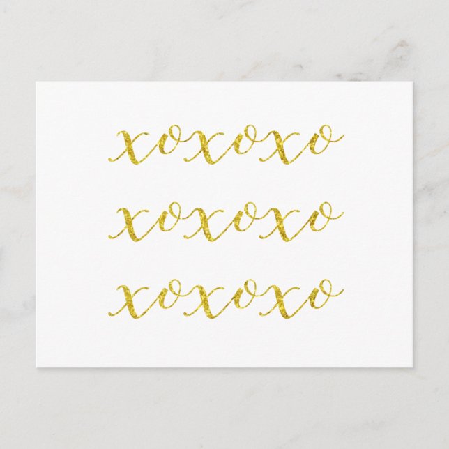 XOXO Quote Imitate Glitzer Bling Metallic Sequins Postkarte (Vorderseite)