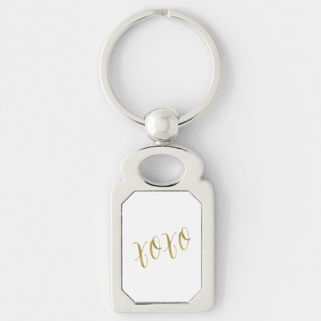 XOXO Quote Imitats Gold Glitzer Hintergrundvorlage Schlüsselanhänger (Vorderseite)