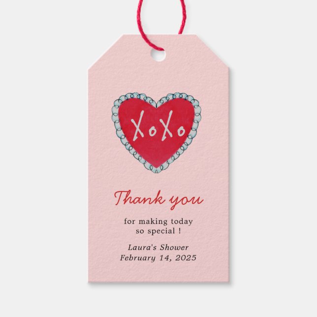 XoXo Red Heart Brautparty vielen Dank Geschenkanhänger (Vorderseite)