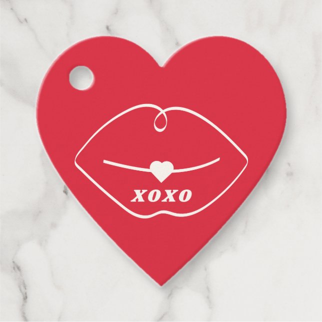 XOXO Retro Lips Red Heart Valentine Geschenkanhänger (Vorderseite)