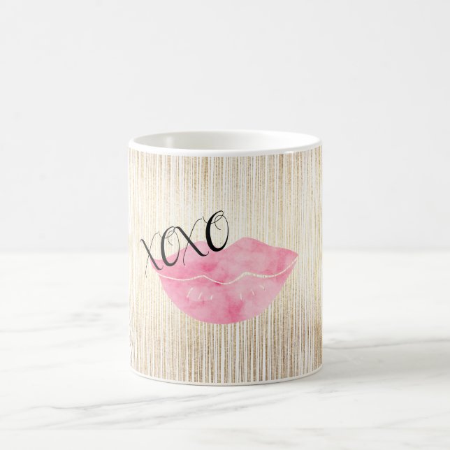 XOXO rosa Aquarell-Lippen Kaffeetasse (Mittel)