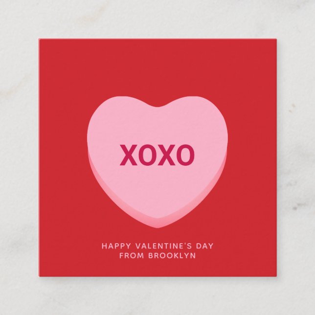 XOXO rosa Gespräch Herz Valentinenkarte Begleitkarte (Vorderseite)