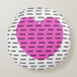 XOXO Rosa Herzklopfen Rundes Kissen