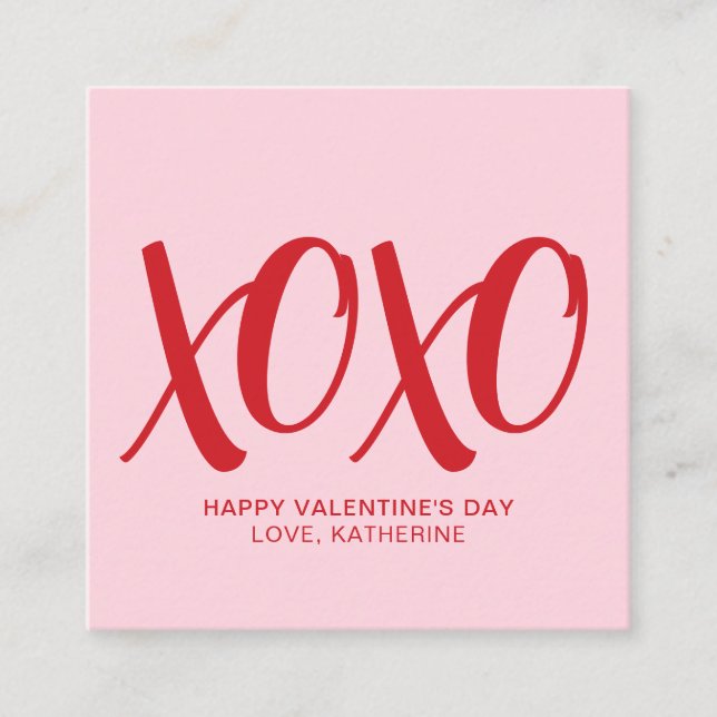 XOXO rosa niedlicher moderner Valentinstag Begleitkarte (Vorderseite)
