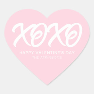 XOXO rosa niedlicher moderner Valentinstag Herz-Aufkleber
