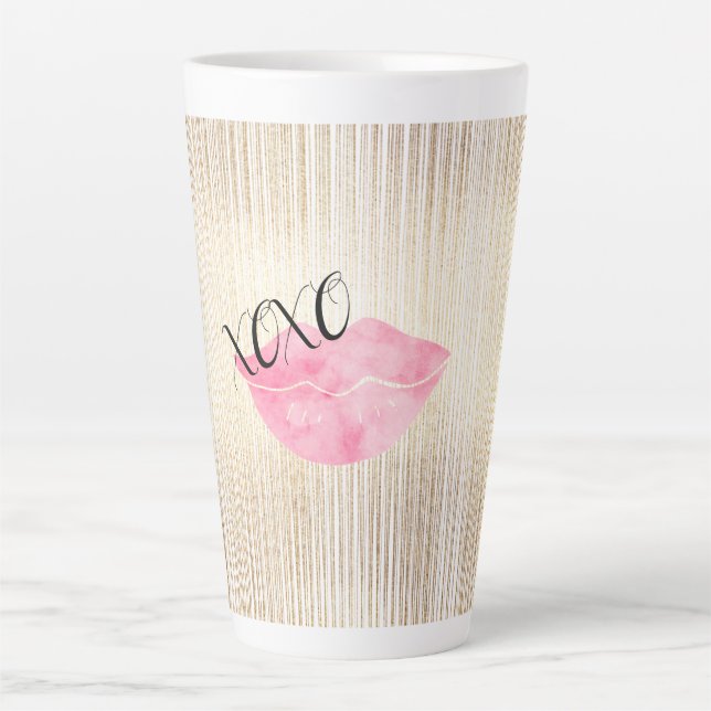XOXO Rosa Wasserfarben Lippen Milchtasse (Vorderseite)