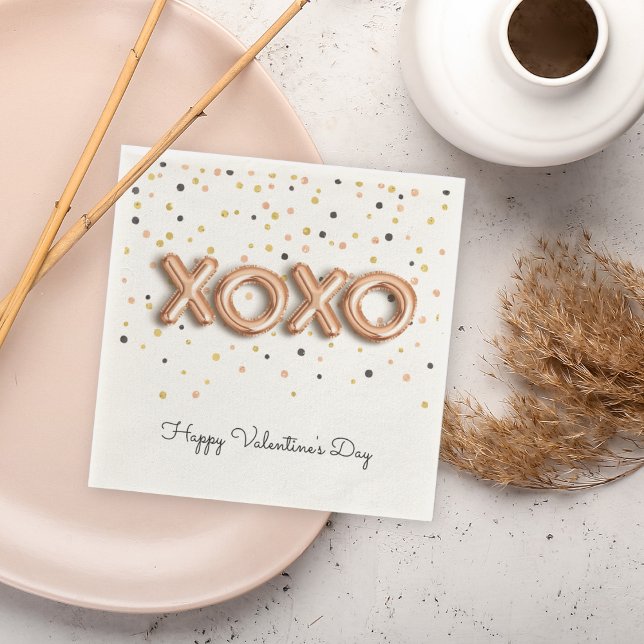 XOXO Rose Gold Balloons | Valentinstag Serviette (Von Creator hochgeladen)