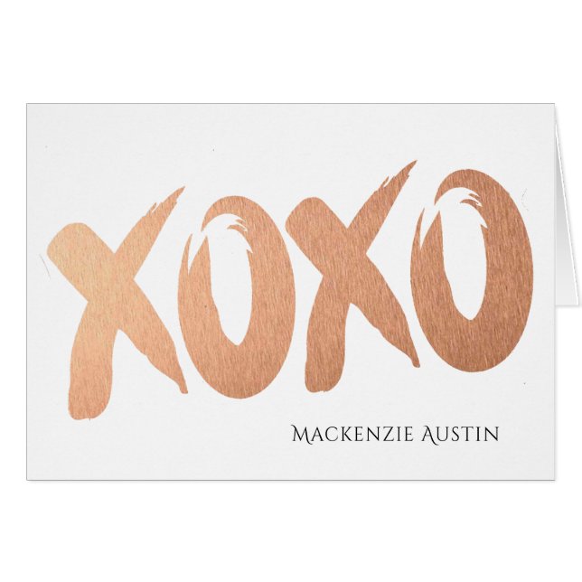 XOXO Rose Gold | Chic Glam Girly Brushstroke Liebe (Vorderseite (Horizontal))