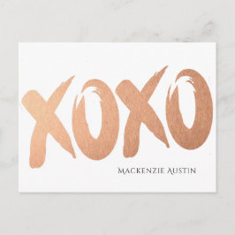 XOXO Rose Gold | Chic Glam Moderne Brushstroke Lie Postkarte