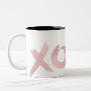 XOXO Rose Gold Moderne Fauxfolie Glanz Glamourös C Zweifarbige Tasse