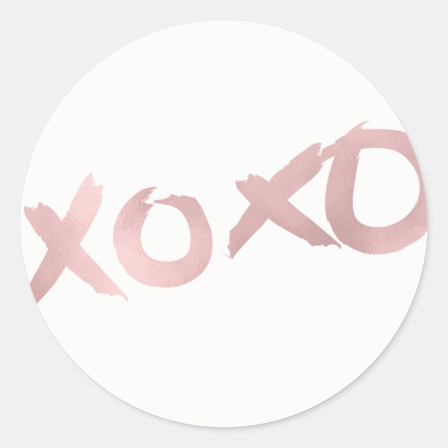 XOXO Rose Gold Moderne Imitate Fossil Shine Glam G Runder Aufkleber (Vorderseite)
