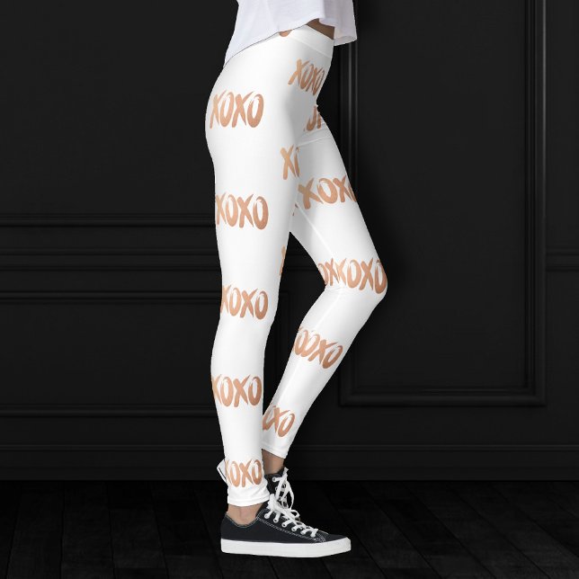 XOXO Rose Gold | Moderner Kupfer-Pinselstrich Leggings (Von Creator hochgeladen)