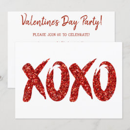XOXO Roter Glitzer | Glam Brushstroke Hug and Kiss Einladung