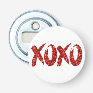 XOXO Roter Glitzer   Glam Brushstroke Hug and Kiss Flaschenöffner