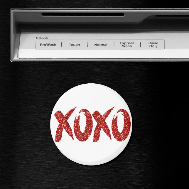 XOXO Roter Glitzer | Trendy Modern Glam Brushstrok Magnet (Von Creator hochgeladen)