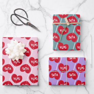 Xoxo rotes Herz Lutscher Muster Geschenkpapier Set