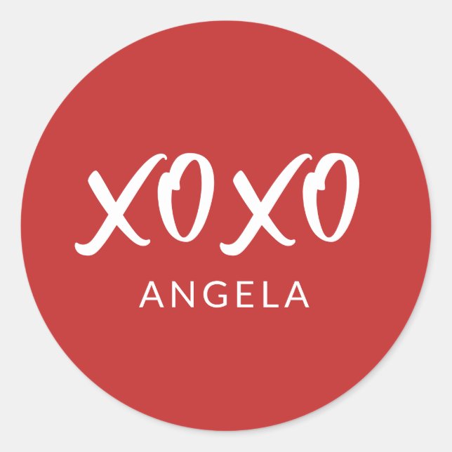 XOXO Script Personalisiert Classic Round Sticker (Vorderseite)