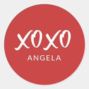 XOXO Script Personalisiert Classic Round Sticker