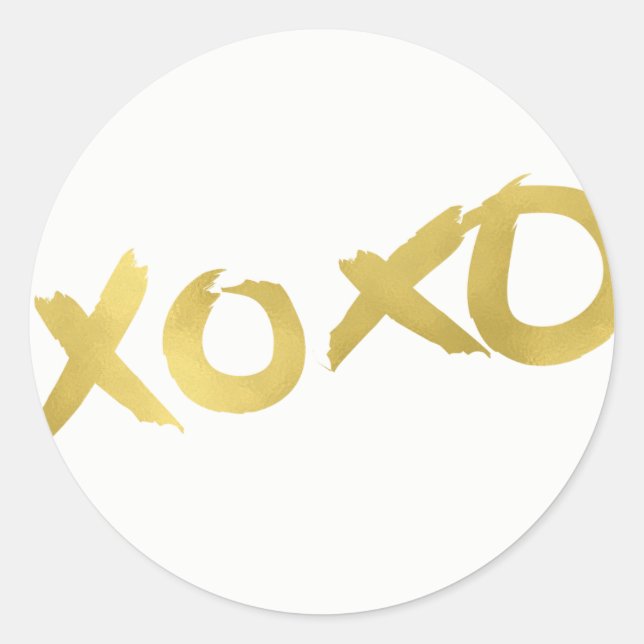 XOXO Shiny Gold Moderne Imitate Fossil Shine Glam  Runder Aufkleber (Vorderseite)