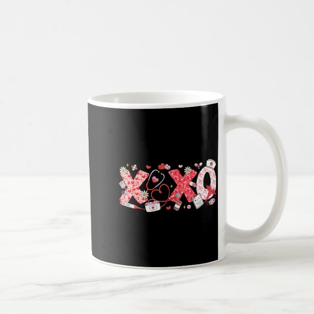 Xoxo Stethoscope Valentine Rn Pct Cna Nurse Nurse  Kaffeetasse (Rechts)