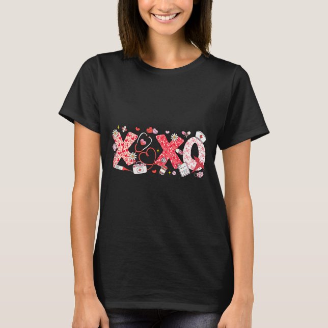 Xoxo Stethoscope Valentine Rn Pct Cna Nurse Nurse  T-Shirt (Vorderseite)