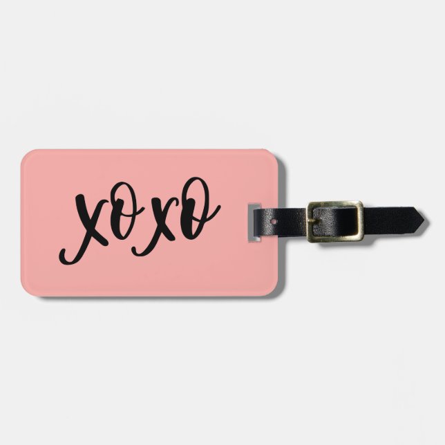 XOXO Typografie Pink Gepäckanhänger (Vorderseite horizontal)