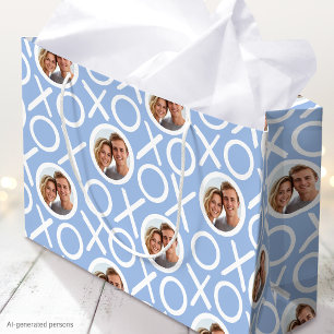 XOXO Umarmungen & Küsse 2 Foto Blaue Pinsel Schrif Große Geschenktüte