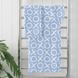 XOXO Umarmungen & Küsse monogrammierter Name Blau  Badhandtuch Set