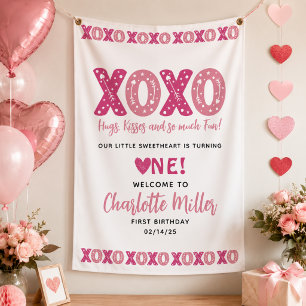 XOXO Umarmungen & Küsse Valentinstag 1. Geburtstag Banner