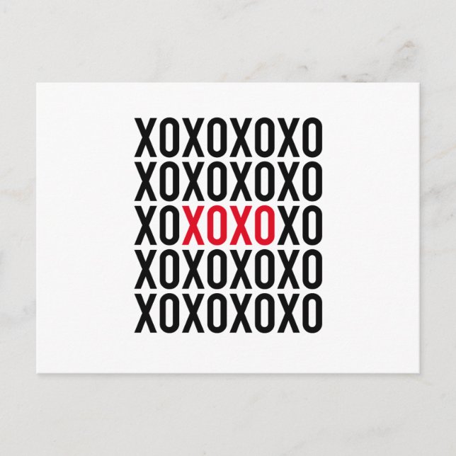 XOXO, Umarmungen und Küsse, Wortkunst, Textdesign Postkarte (Vorderseite)