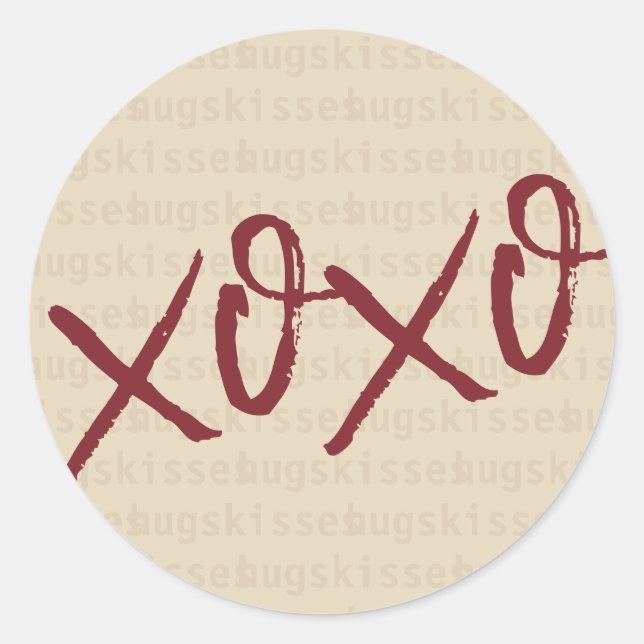 Xoxo Umarmungsküsse in der Sahnefarbe Runder Aufkleber (Vorderseite)