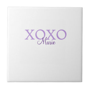 Xoxo valentin Tag hinzufügen Name lila Pastel mini Fliese