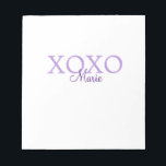 Xoxo valentin Tag hinzufügen Name lila Pastel mini Notizblock<br><div class="desc">schönes Design</div>