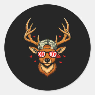 Xoxo valentine Bock Tarnmuster Hirsch Retro-Jagd J Runder Aufkleber