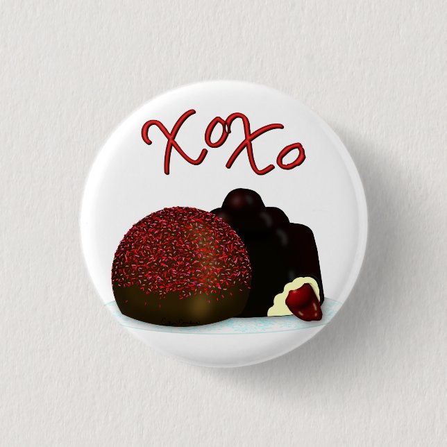 XOXO Valentine Bonbon and Dark Chocolate Button (Vorderseite)