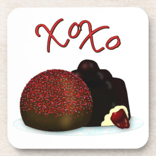 XOXO Valentine Bonbon and Dark Chocolate Getränkeuntersetzer
