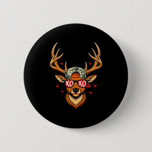 Xoxo valentine buck camo Hirsch retro jagd jungen Button