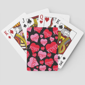 XOXO Valentine Rosa Herz Muster Schwarz Spielkarten