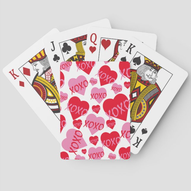 XOXO Valentine rosa Herzmuster Spielkarten (Rückseite)