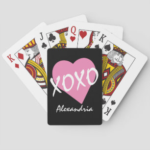 XOXO Valentine Rosa Herzname Schwarz Spielkarten