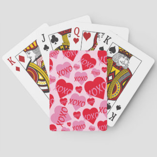 XOXO Valentine Rosa Muster rotes Herz Pink Spielkarten
