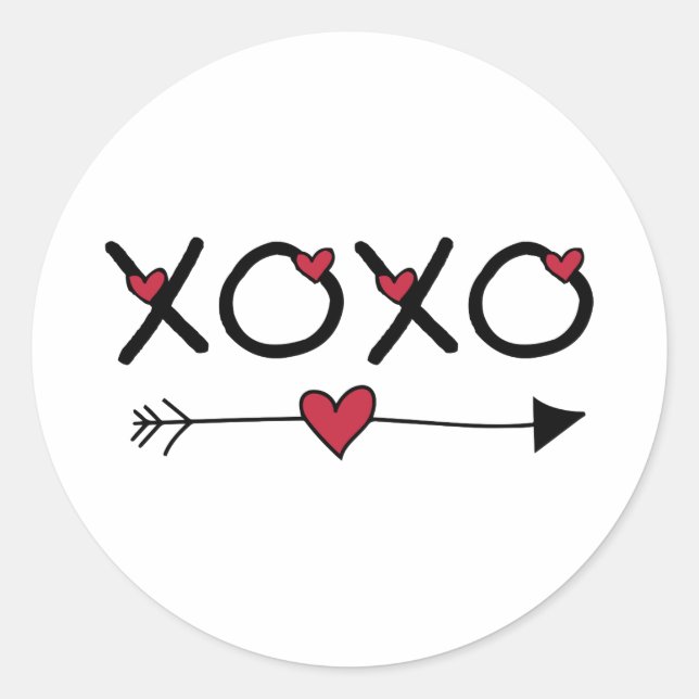 XOXO Valentine Runder Aufkleber (Vorderseite)