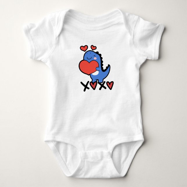 XOXO Valentine's Day 2026 Cute Dino Baby Strampler (Vorderseite)